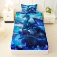 thumbnail image 3 of Metsweet Magical Dragon Twin Sheets 3pcs, Crystal Mountain Lake Bedding, Blue Purple Teal,1 Fitted Sheet, 1 Flat Sheet and 1 Pillowcase, 3 of 5