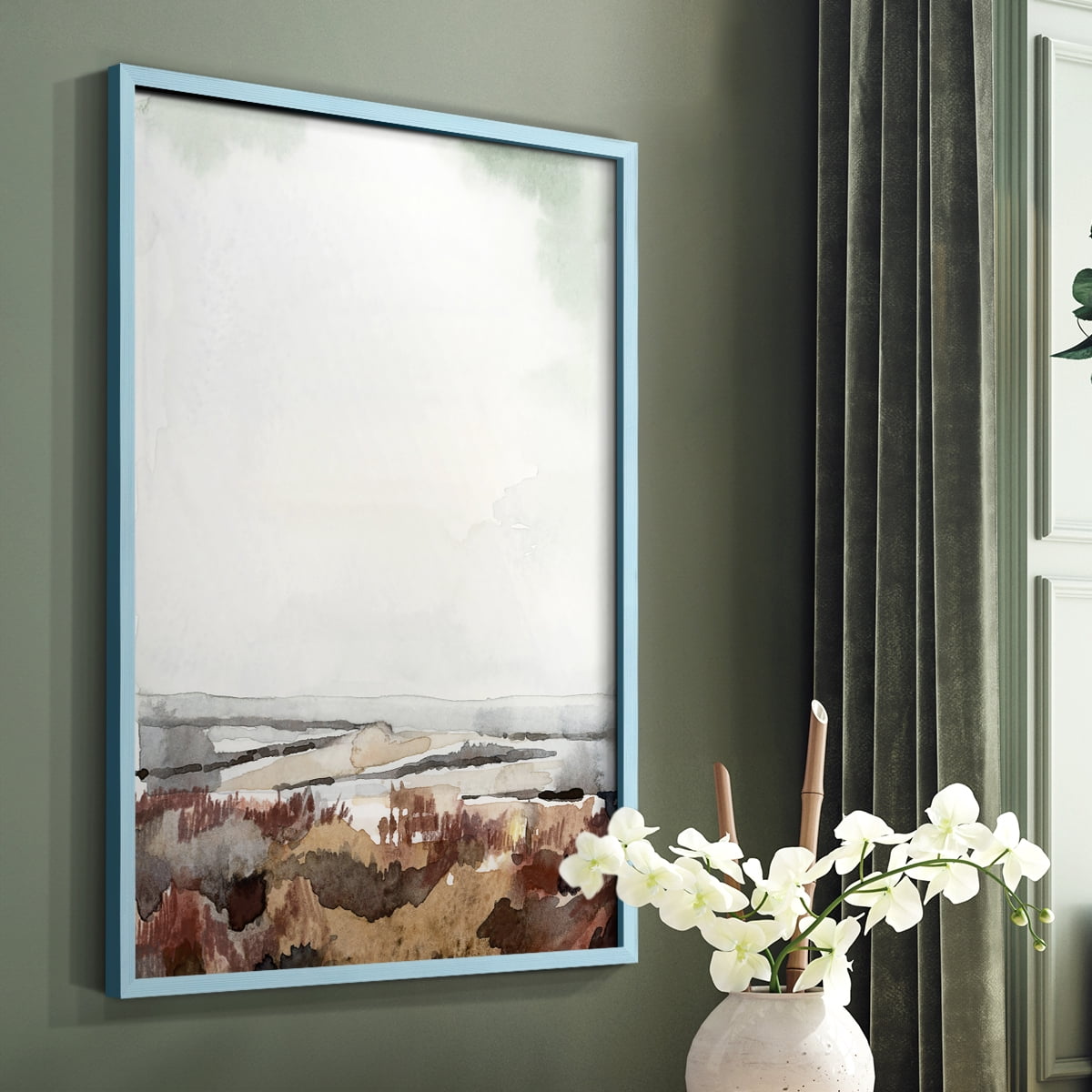 Coastal Inlet Study I Framed Print in Blue Solid Wood Framed Print No Nail Hanging