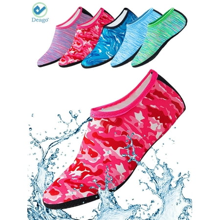 

Deago Water Sports Socks Beach Barefoot Quick-Dry Aqua Yoga Shoes Slip-on for Men Women Kids (Camouflage Red L)