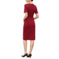 thumbnail image 3 of INSPIRE CHIC Work Dress for Women Square Neck Short Sleeve Button Down Vintage Sheath Midi Dresses with Belt S Dark Red, 3 of 6