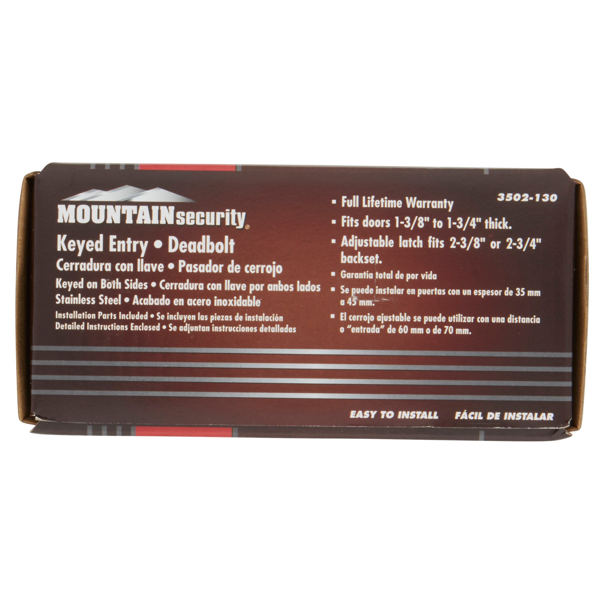 Mountain Security Double Cylinder Deadbolt, Stainless Steel Finish