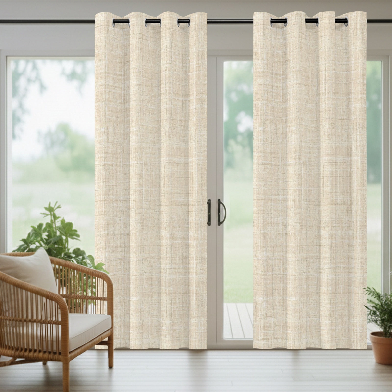 Cream Outdoor Curtains for Patio, Abstract Modern Farmhouse Solid Color Sunshade Privacy Drapes Grommet Waterproof Outside Curtains for Porch/Cabana/Balcony 54"x 108", 1 Panel