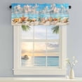 thumbnail image 2 of Kitchen Valances for Window, Beach Conch Shells Summer Ocean Nautical Light Filtering Rod Pocket Valance Curtain, Blue Sky White Clouds Short Curtains Window Topper for Bedroom Living Room 42x12in, 2 of 9