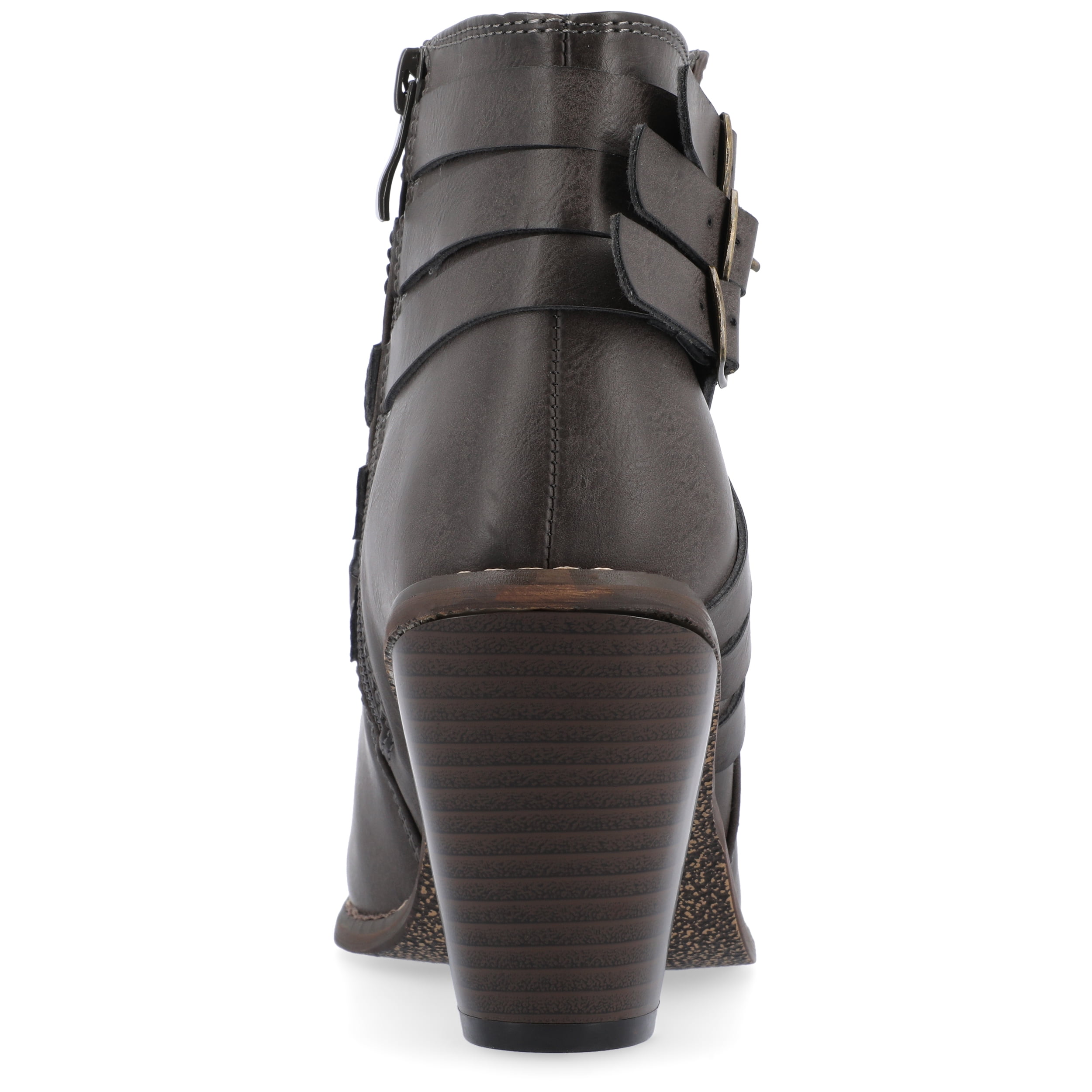 Journee Womens Strap Inside Zip Stacked Heel Booties, Widths Available