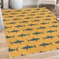 thumbnail image 1 of Sea Animals Decorative Rug, Sharks Swimming Horizontal Silhouettes Powerful Dangerous Wild Life, Quality Carpet for Bedroom Dorm and Living Room, 6 Sizes, Slate Blue and Pale Orange, by Ambesonne, 1 of 4