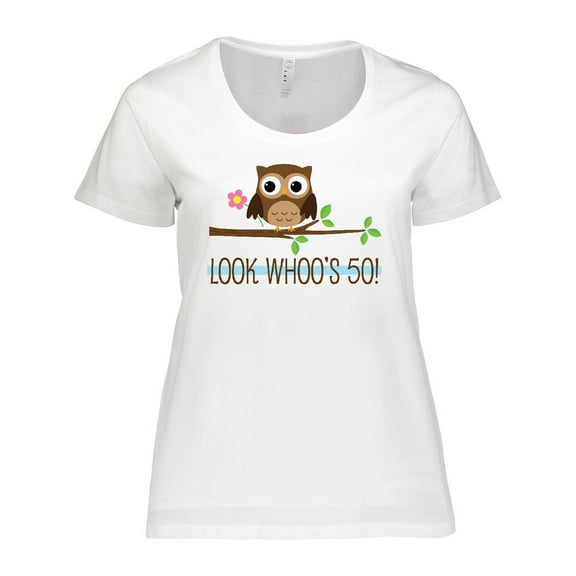 Inktastic 50th Birthday Looks Whoos 50 Owl Women's Plus Size T-Shirt