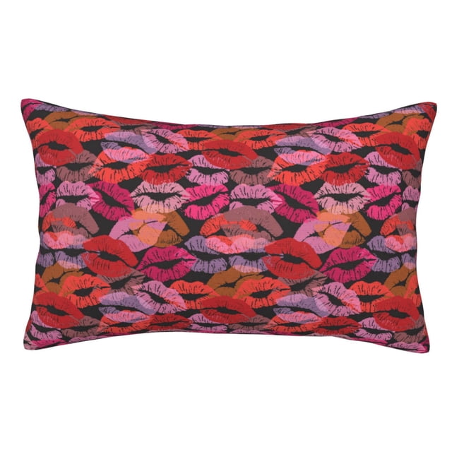 Balery Red Lips Kissing Funda de Cojín Estampada, Regalos para Mujeres, Regalos de Amor para Ella, Regalos para Novia o Esposa, Funda de Almohada-14"x20"