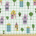 thumbnail image 2 of Ambesonne Cartoon Fabric by the Yard Upholstery, Houses in Old Architecture, 2 Yards, Multicolor, 2 of 5