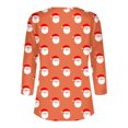 thumbnail image 4 of Puntoco Blusa informal de cuello redondo con mangas 3/4 cortas y estampado a la moda para mujer, 4 of 5