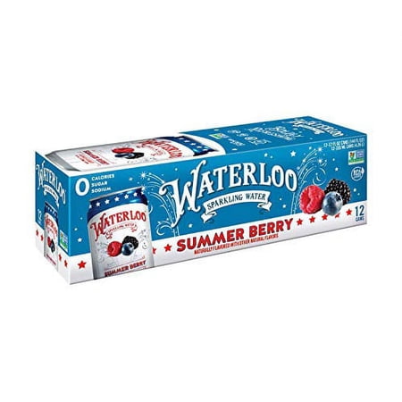 Waterloo Sparkling Water, Summer Berry Naturally Flavored, 12 Fl Oz Cans, Pack of 12 | Zero Calories | Zero Sugar or Artificial Sweeteners | Zero Sodium