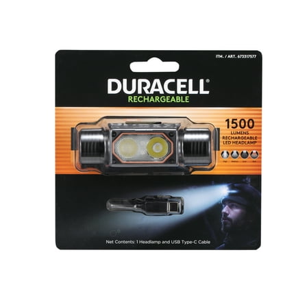 Duracell 1500 Lumen Rechargeable LED Headlamp, Ultra-Bright, Versatile & Hands-Free