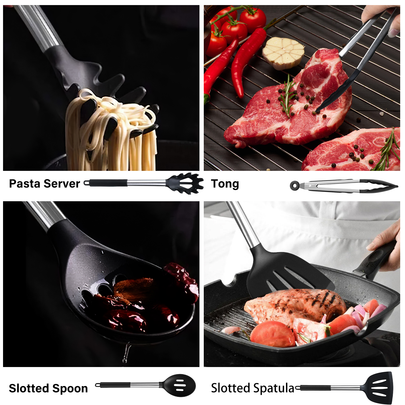 KSENDALO 26-Piece Silicone Cooking Utensils Set, Black photo 5