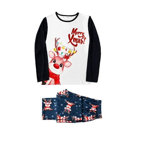 

Tejiojio Christmas Matching Parent-child Warm Christmas Set Printed Home Wear Pajamas Two-piece Dad Set