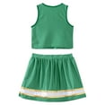 thumbnail image 2 of renvena Youth Girls Cheerleading PerformanceDancewear Cheer Sequins Printed Crop Top with Mini Skirt Cheer leader Uniform Green 14, 2 of 7