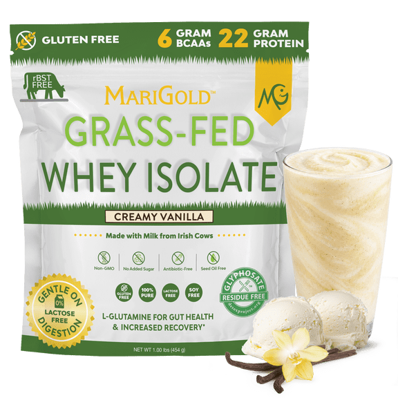 MariGold Whey Isolate Protein Powder - Vanilla 1LB, Cold Processed, rBST Free, Non-GMO