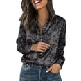 thumbnail image 3 of Aoiroe Button Down Shirts for Women,Women Tunic Tops Long Sleeve Work Office Silky Blouse Top Womens Long Sleeve T Shirts Loose Fit Work Blouses Dressy Tops for Women Black 4XL, 3 of 9