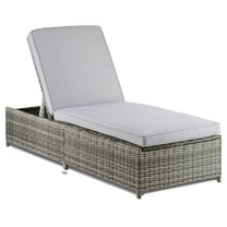 Afuera Living Traditional Wicker / Rattan Outdoor Chaise Lounge in Gray