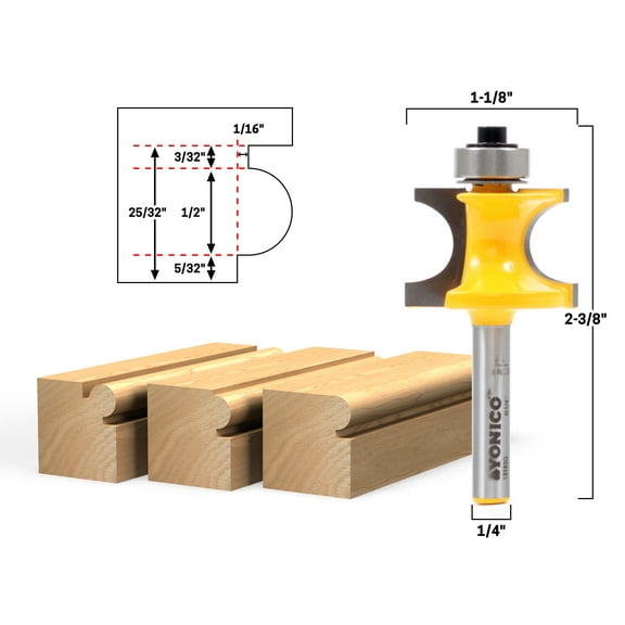 1/4" Radius Bullnose Bead Router Bit - 1/4" Shank - Yonico 13193q