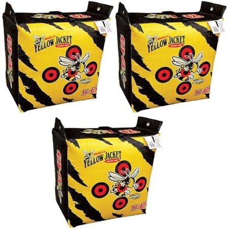 Yellow Jacket YJ-425 Portable Adult Field Point Archery Bag Target with 2 Shooting Sides 10 Bullseyes and Carry Handle 3 Pack Yellow$$Other