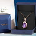 thumbnail image 4 of Gem Stone King 6.85 Ct Emerald Cut Purple Amethyst 18K Rose Gold Plated Silver Pendant, 4 of 5
