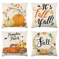 thumbnail image 2 of DecorX Fall Pillow 18×18 Inch Set Of 4 Autumn Pumpkin Pillow Holiday Rustic Linen Pillow Case For Sofa Couch Farmhouse Thanksgiving Fall Decorations Throw Pillow, 2 of 7