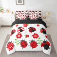 thumbnail image 2 of Kids Ladybug Bed in a Bag 7-Piece for Boys Girls Room Decor Spring Garden Bedding Set, Red Flower Floral King Size Comforter Set Cute Cartoon Insect Bedding Comforter Sets, Wild Animal Bed Set, 2 of 4