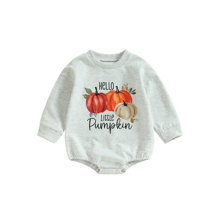 

Bagilaanoe Newborn Baby Girl Boy Halloween Romper Sweatshirt Long Sleeve Bodysuit Pumpkin Letter Print Pullover 6M 12M 18M 24M Infant Casual Tee Tops