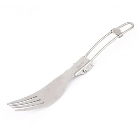 Outdoor Camping Hiking Cookout Picnic Stainless Steel Foldable Fork Silver