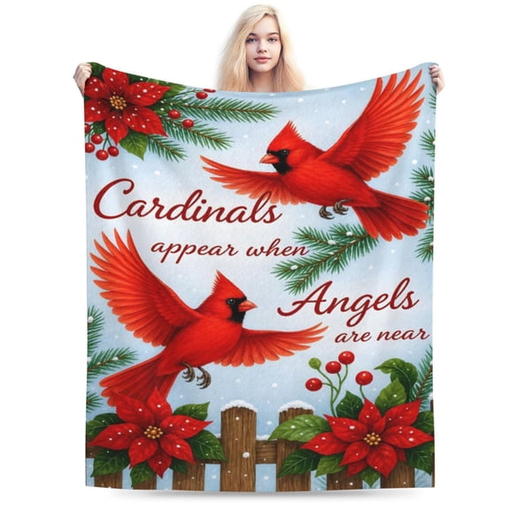 Cardinal Blanket Red Bird Throw Blanket Cardinal Soft Cozy Fleece Fuzzy Stuff Plush Flannel Gifts for Women Adults 50x40