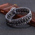 thumbnail image 3 of GHSDFBB Boho Handmade Natural Stone Bead 3 Row Wide Wrap Wrist Statment Bracelet Jewelry Collection, 3 of 7