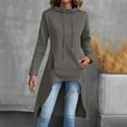 thumbnail image 2 of Rbaofujie Couples Hoodies Womens Solid Color Round Neck Hooded Sweatshirt Long Sleeved Top Sweatshirt Hooded Sweatshirt Gray Ladies Sweaters, 2 of 8
