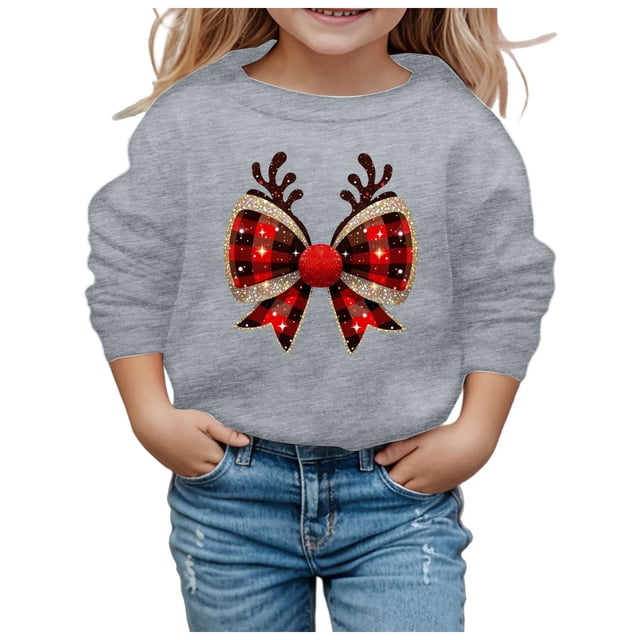 Chandail en Molleton pour Enfants Filles Manches Longues Imprimé Chandail en Molleton Col Rond Chandail Vêtements d'Automne Filles Vêtements pour Tout-Petits 3-4 Ans