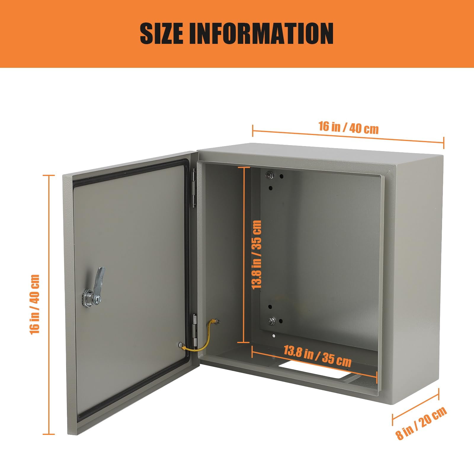 Accreate Ip66 Waterproof Electrical Box, Outdoor Steel Junction Enclosure With Lock And Mounting Plate For Secure Installation