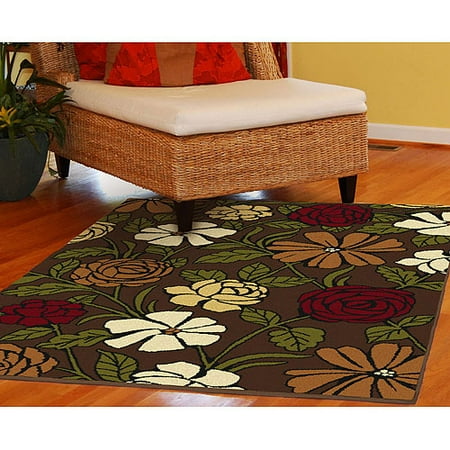 Hip Floral Brown Woven Area Rug