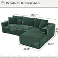 thumbnail image 3 of Kadyn Compressed Convertible Sofa with L-Shape and 2 Seat, Couch for Living Room, Bedroom, Green(Right Facing Chaise), 3 of 7