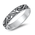 thumbnail image 1 of Beautiful Elegant Flower Vine Ring .925 Sterling Silver Band Jewelry Female Male Unisex Size 10, 1 of 4