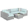 thumbnail image 3 of Best Choice Products 7-Piece Outdoor Modular Patio Conversation Furniture, Wicker Sectional Set - Gray/Pastel Blue, 3 of 9