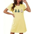 thumbnail image 1 of Sakmal Robes Moomoo Nuageuses pour Femmes Noël Jaune Douillettes Grande Taille Robe de Pyjama Manches Courtes Courte Imprimé Arbres de Noël Col Rond Chemises de Nuit P-2TG, 1 of 5
