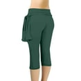 thumbnail image 4 of biudgviw Capri Pants for Women Fold over Workout Yoga Pants Stretch Cropped Pants Athletic Tennis Leggings Capris Casual Trousers(Green,Medium), 4 of 4