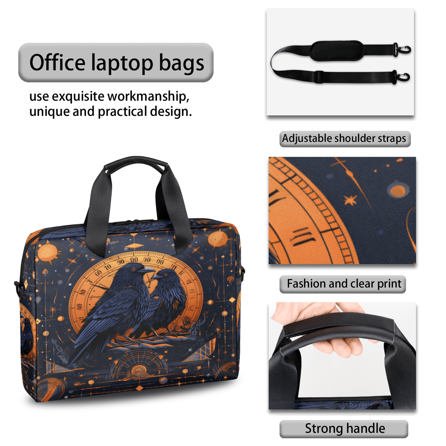 Herdesigns Vintage Laptop Bag for Women Men, Computer Case Briefcase Messenger Bags, 15-15.6 inch Laptop Sleeve Shoulder Bag
