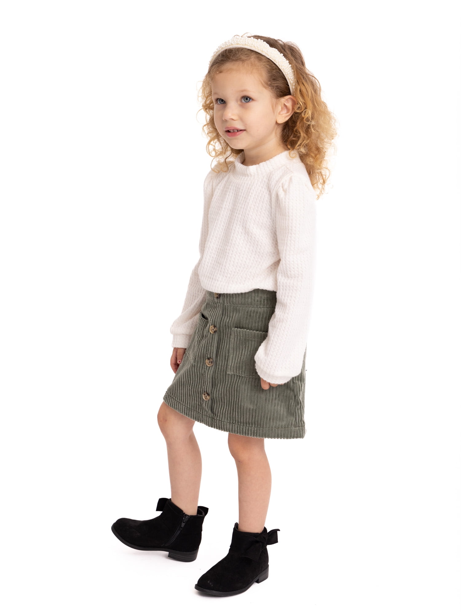 2-piece Baby / Toddler Girl Hollow Out Solid Top and Skirt Set