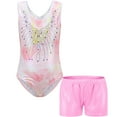 thumbnail image 3 of EFINNY Kids Gymnastics Sparkly Leotards Ballet Dancewear for Little, Big Girls with Shorts Headband, 3 of 8