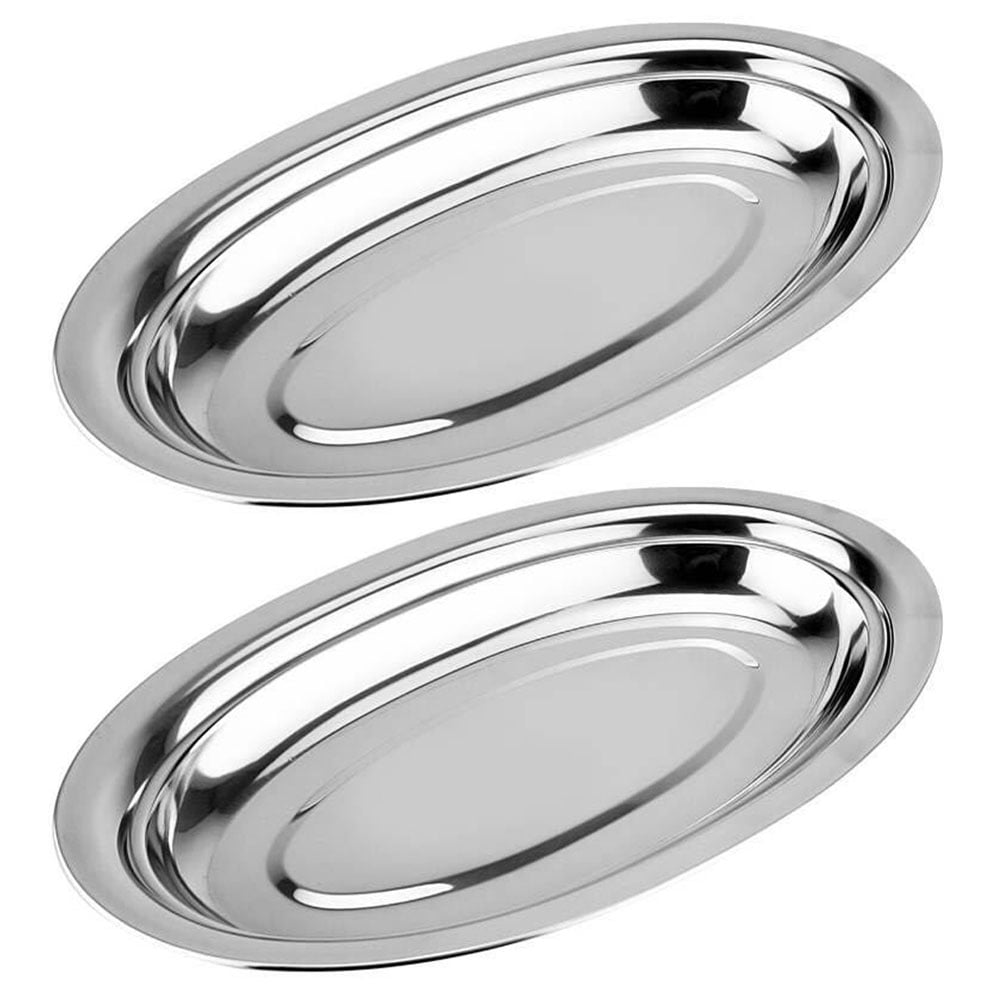 Serving Plate Oval Tray Dish Steel Plates Platters Stainless Food