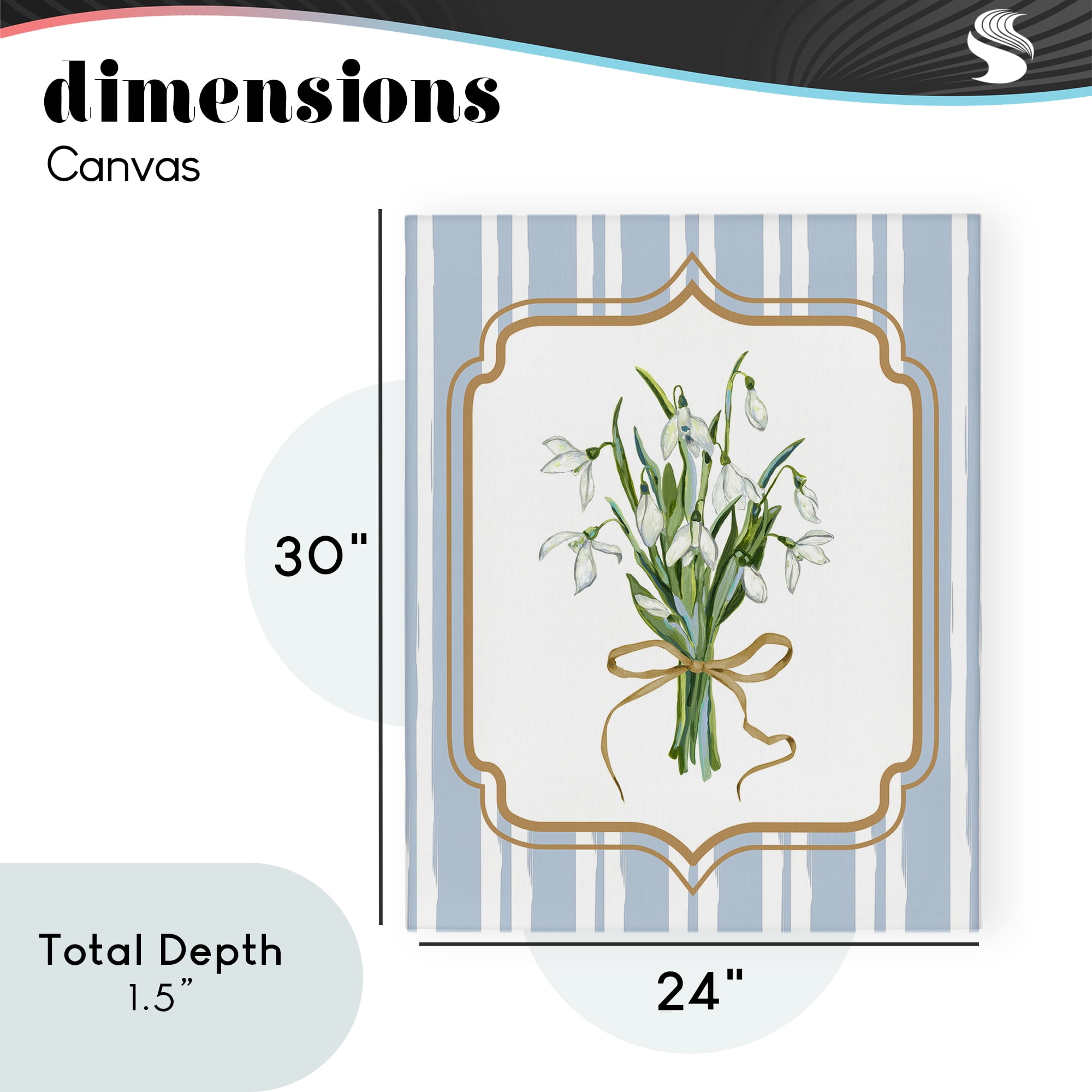 White Flower Bundle on Stripes Canvas Wall Art, design by Adonna Ebrahimi