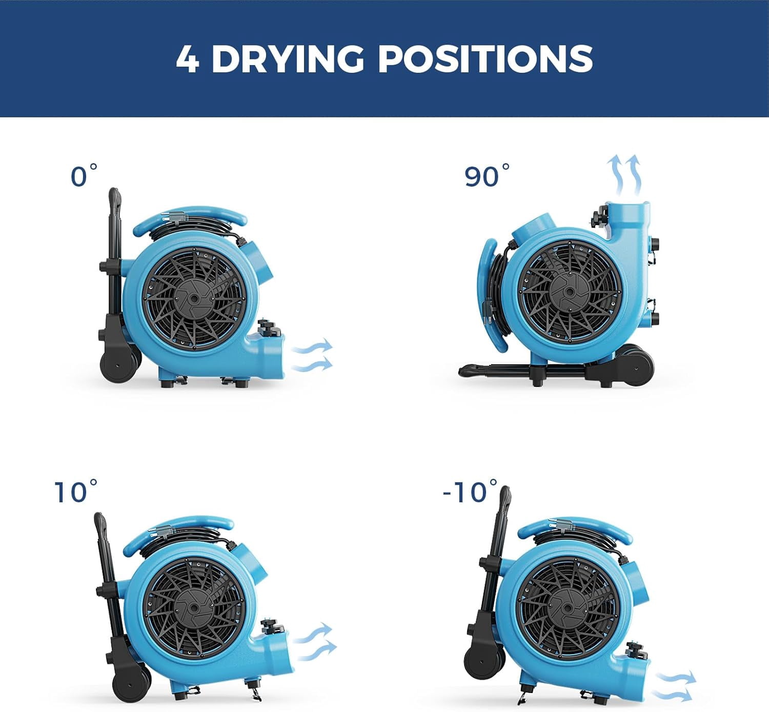 ALORAIR 3000 CFM Air Mover Blower Fan for Industrial, Floor Drying Fan, Carpet Dryer - 18 Timer, Handle Wheelkit, Digital Control, Carpet Buckles, for Water Damage Restoration and Plumbing