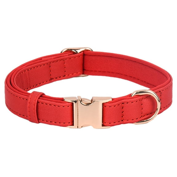 Leather Dog Collar With Engraved Metal Buckle Custom Soft Padded Reflective Collars For Small Medium Large Breed Dogs Puppy 1 Sizes 4 Colors (15" 19")