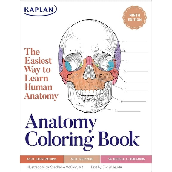 Kaplan Test Prep: Anatomy Coloring Book with 450  Realistic Medical Illustrations with Quizzes for Each   96 Perforated Flashcards of Muscle Origin, Insertion, Action, and Innervation (Paperback)