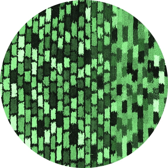 Ahgly Company Indoor Round Abstract Emerald Green Modern Area Rugs, 3' Round