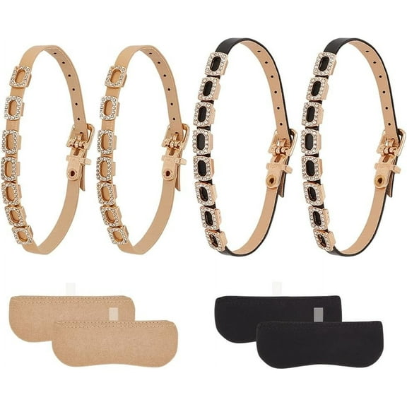 2 Pairs Leather High Heels Shoe Straps with Heel Cushion Inserts Ajustable Replacement Ankle Strap Shoelace Bands Anti-Loose Straps