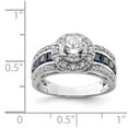 thumbnail image 5 of Sterling Silver Rhodium-plated CZ and Lab Created Sapphire Ring, 5 of 6